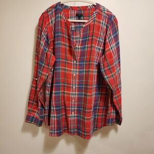 Talbots Red Plaid Button-Up Blouse 1X